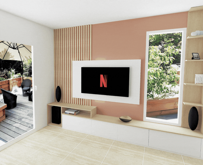 projet 3D meuble TV salon